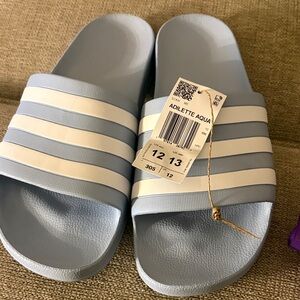 Adidas Light Blue and White Adilette Slides